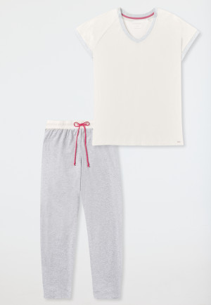 Schlafanzug 7/8-lang Bio-Baumwolle creme - Casual Nightwear