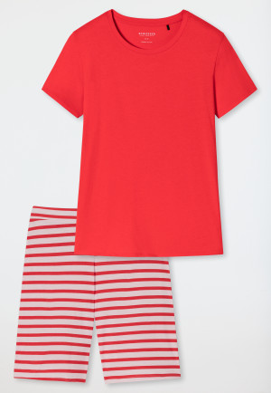 Pyjama court coton bio rouge - Essential Stripes