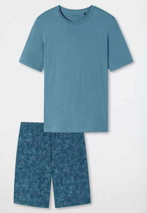 Schlafanzug kurz blaugrau gemustert - Casual Essentials