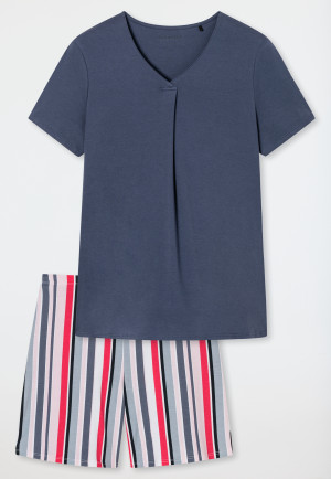 Schlafanzug kurz Interlock V-Ausschnitt multicolor - Comfort Fit