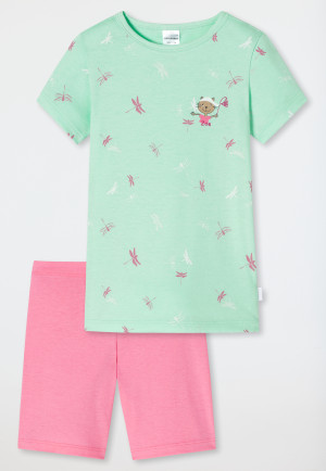 Schlafanzug kurz Organic Cotton Libellen Katze mint - Cat Zoe