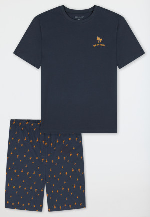 Pyjama court coton bio palmiers graphite - Nightwear