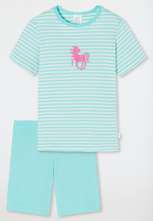 Pyjama court coton bio rayures cheval rose - Nightwear