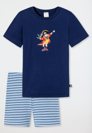 Schlafanzug kurz Organic Cotton Ringel Pirat Kapitän dunkelblau  - Capt´n Sharky