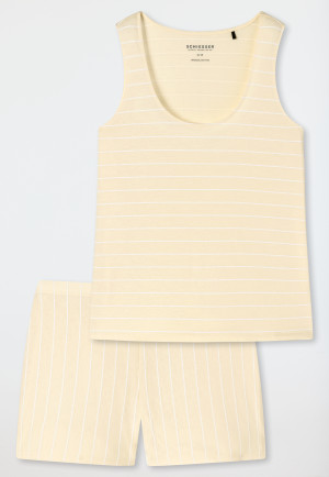 Pyjama court coton bio rayures vanille - Just Stripes