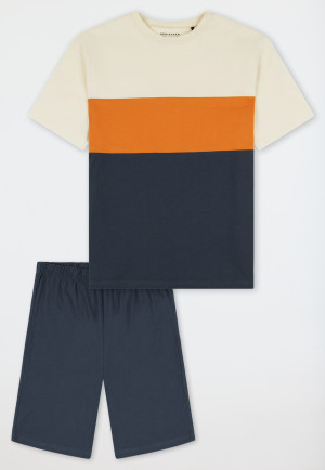 Pyjama court coton bio rayures graphite - Nightwear