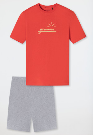Pigiama corto in Organic Cotton rosso alba - Nightwear