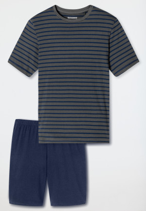 Pyjama court rayures anthracite - Casual Essentials