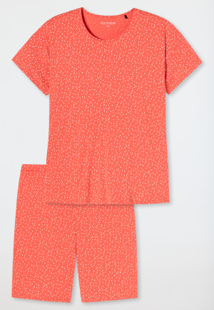 Pyjama court tencel silhouette en A à pois couleur corail - Minimal Comfort Fit