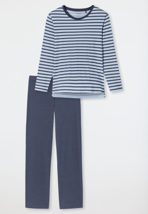 Pajamas long organic cotton Breton stripes blue - Essential Stripes