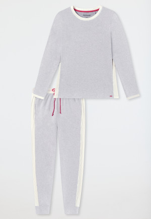 Schlafanzug lang Bio-Baumwolle grau-meliert - Casual Nightwear