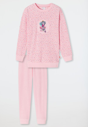 Schlafanzug lang Frottee Bündchen Tupfen Patch rosa - Prinzessin Lillifee