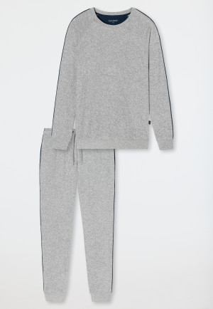 Pajamas long terrycloth modal cuffs heather gray - Warming Nightwear