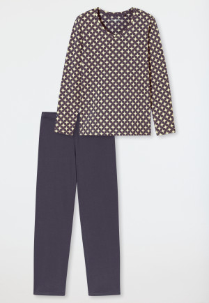 Schlafanzug lang graphit gemustert - Comfort Essentials