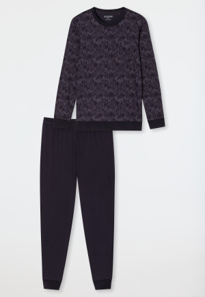 Pigiama lungo interlock con fantasia carbone - Fine Interlock