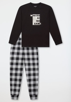 Schlafanzug lang Karo schwarz - Teens Nightwear