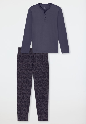 Pigiama lungo con abbottonatura in carbone - Fine Interlock