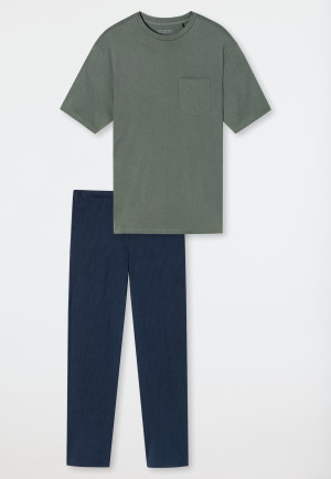 Pyjama long manches courtes poche poitrine ronds jade - Essentials Nightwear