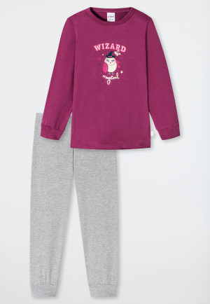 Pajamas long organic cotton cuffs owl magic berry - Cat Zoe