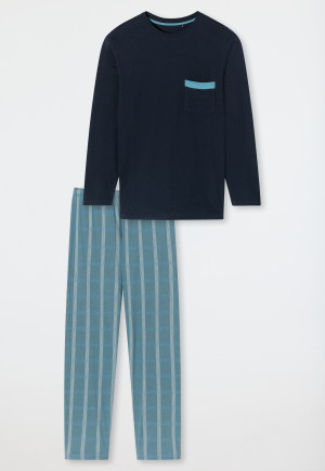 Schlafanzug lang Organic Cotton Karos admiral - Comfort Nightwear