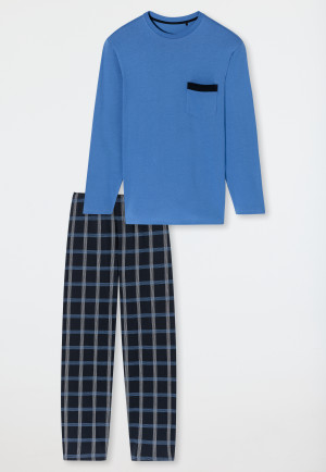Pyjamas long Organic Cotton checks Atlantic Blue - Comfort Nightwear