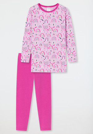 Pyjama long coton bio arc-en-ciel étoiles lilas - Girls World