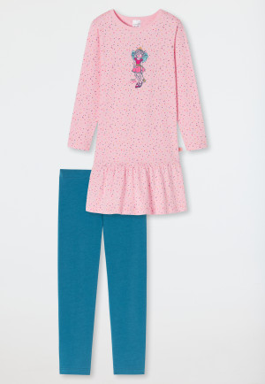 Pajamas long organic cotton ruffles gold-effect dots pink - Princess Lillifee
