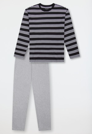 Schlafanzug lang Ringel schwarz - Teens Nightwear