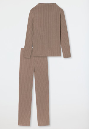 Pajamas long Tencel high collar brown - selected! premium