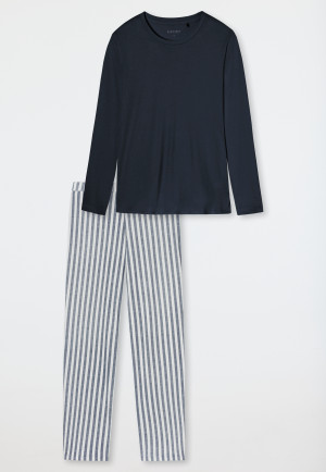 Schlafanzug lang Tencel nachtblau - Pure Stripes