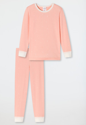 Pajamas long Tencel organic cotton cuffs stars peach - Natural Love