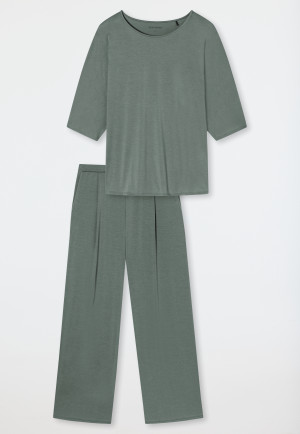 Schlafanzug lang Tencel Oversized-Shirt kurzarm jade - selected! premium