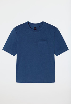Shirt with short sleeves and chest pocket atlantic blue - Mix+Relax