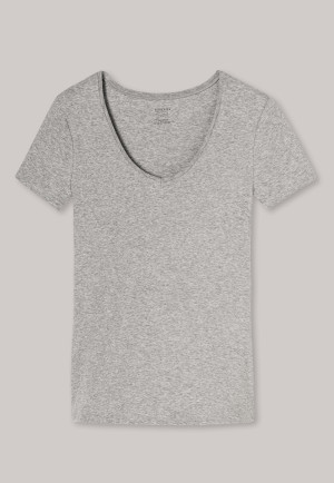 Camicia a maniche corte a coste sottili, grigio screziato - Naturschönheit
