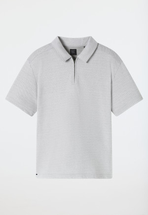 Shirt kurzarm Jacquard Reißverschluss jade - Mix+Relax