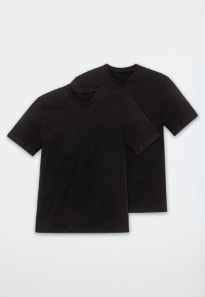 Short sleeve shirt jersey 2-pack v-neck black - American T-shirt