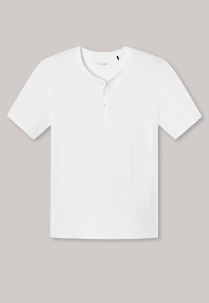 Maglia a maniche corte in jersey con abbottonatura bianca - Mix + Relax