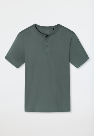 Shirt kurzarm Organic Cotton merzerisiert Knopfleiste jade - Mix+Relax