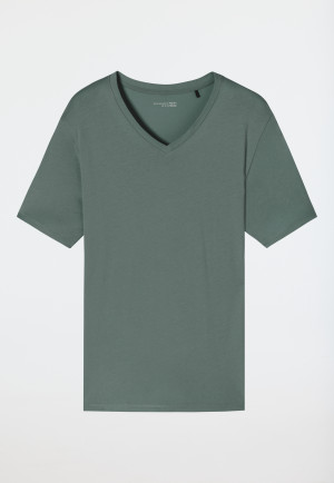 Tee-shirt manches courtes coton bio encolure en V jade - Mix+Relax