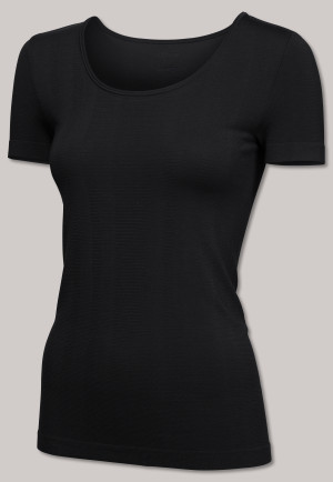 Short-sleeved seamless shirt bamboo black - Active Mesh Bamboo