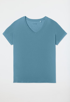 Shirt kurzarm V-Ausschnitt blaugrau - Mix+Relax