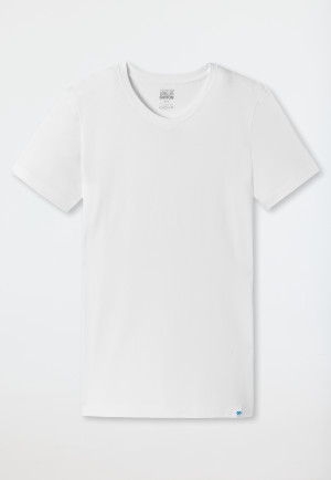 Short-sleeved shirt with V neckline, white - Long Life Cotton