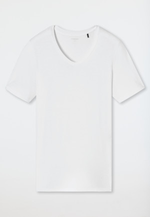 Shirt short sleeve v-neck white - Premium Modal