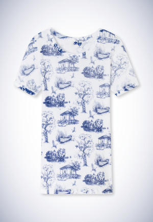 Short-sleeved shirt white-blue - Revival Greta
