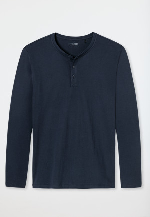 Long-sleeved shirt button placket dark blue - Mix & Relax