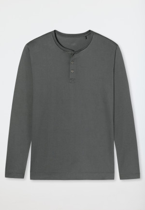 Tee-shirt manches longues coton mercerisé patte de boutonnage gris foncé - Mix+Relax