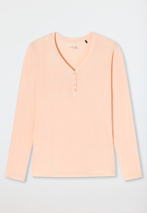 T-shirt à manches longues en modal encolure en V couleur abricot - Mix+Relax