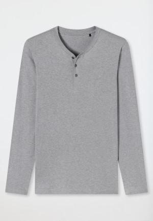 Shirt langarm Organic Cotton Knopfleiste grau-meliert - Mix+Relax