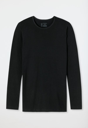 Shirt long-sleeved organic cotton crew neck black - 95/5