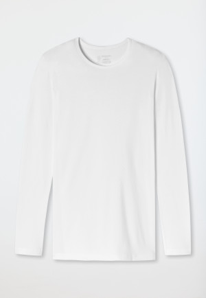 Shirt long-sleeved organic cotton round neck white - 95/5